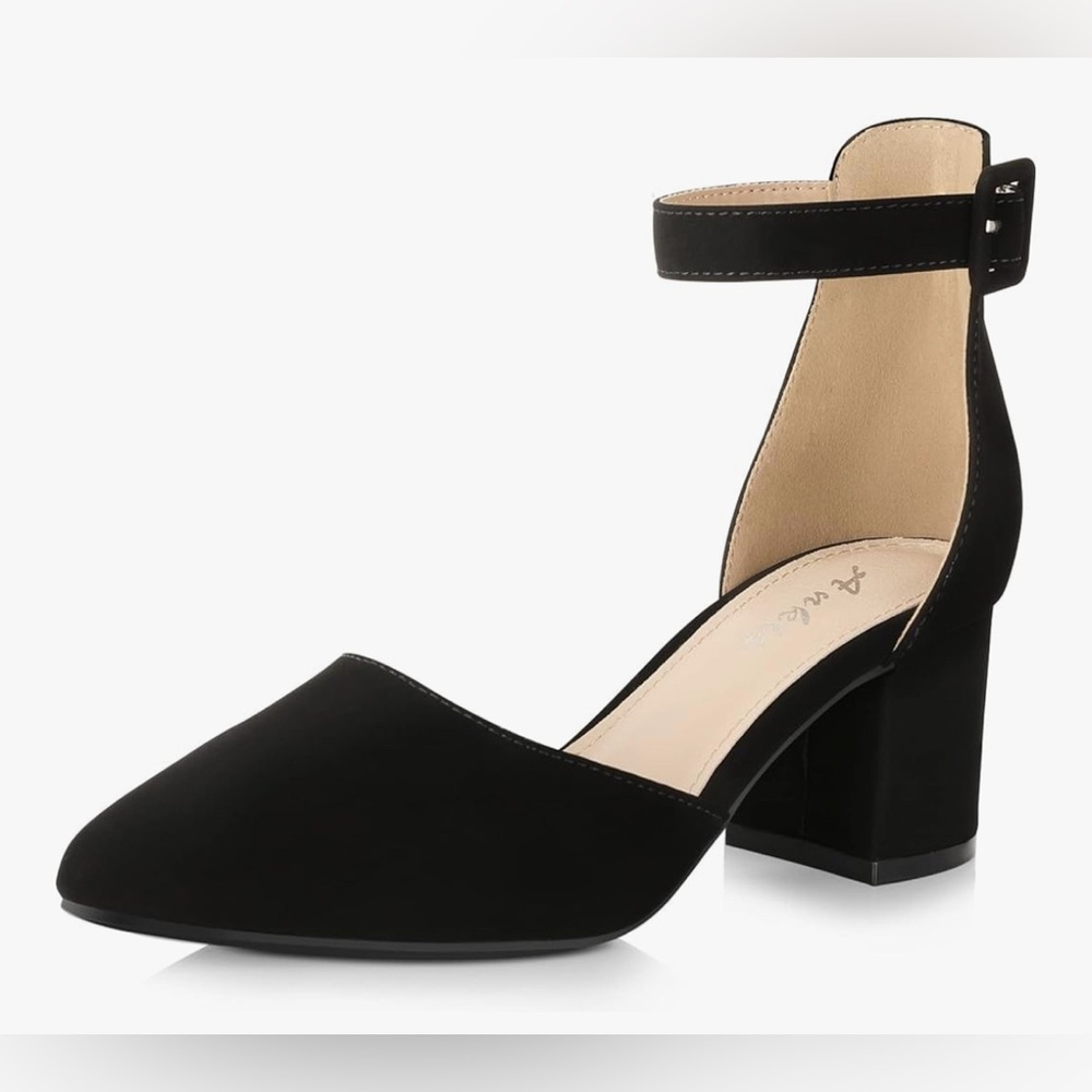 Ankis Elegant Black Ankle Strap Heels